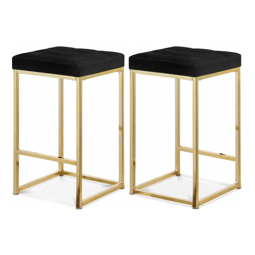 Nicola Black Velvet Stool