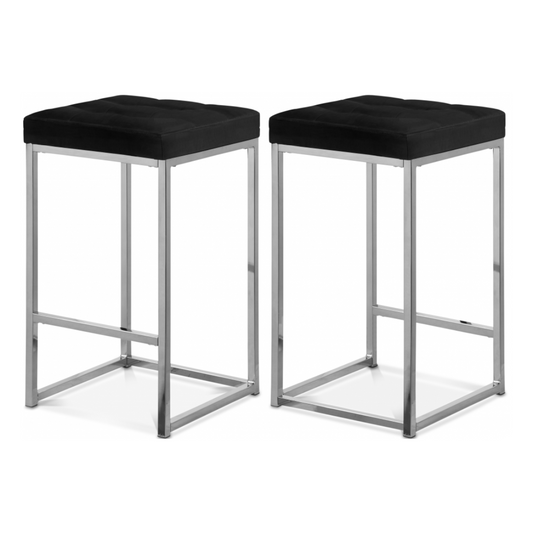 Nicola Black Velvet Stool