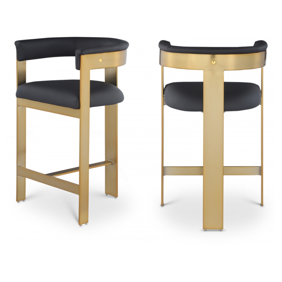 Romeo Black Vegan Leather Counter Stool