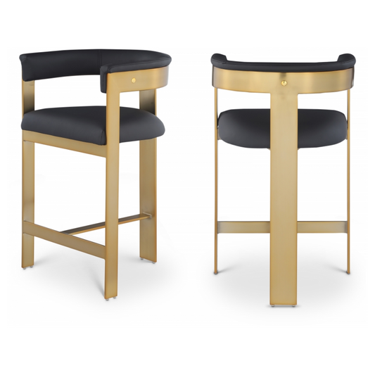 Romeo Black Vegan Leather Counter Stool