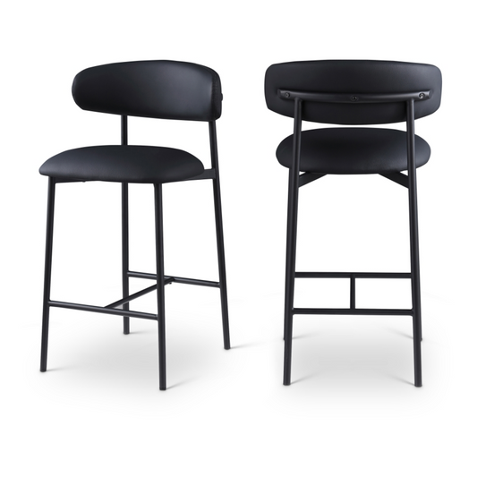 Lupita Black Vegan Leather Counter Stool