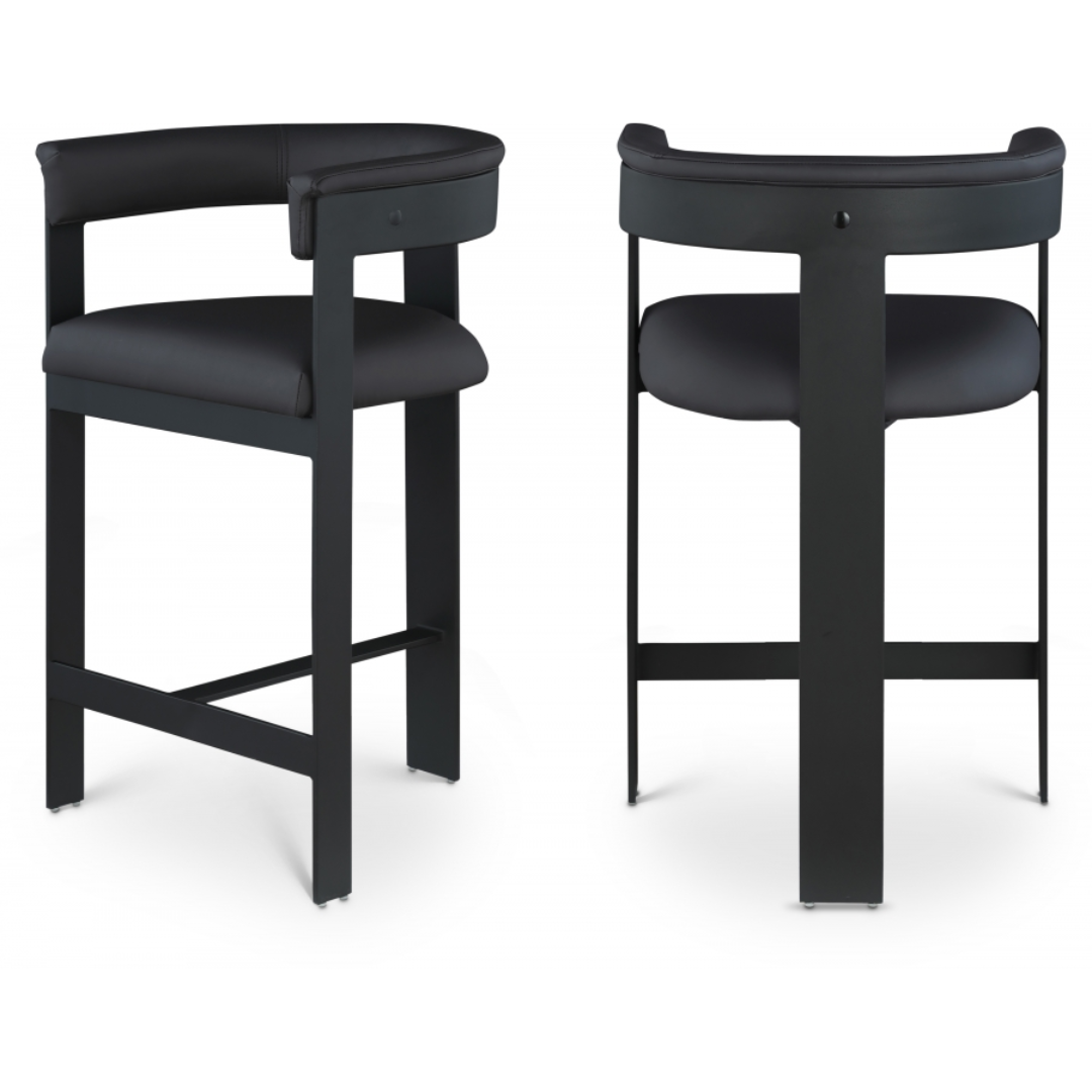 Romeo Black Vegan Leather Counter Stool