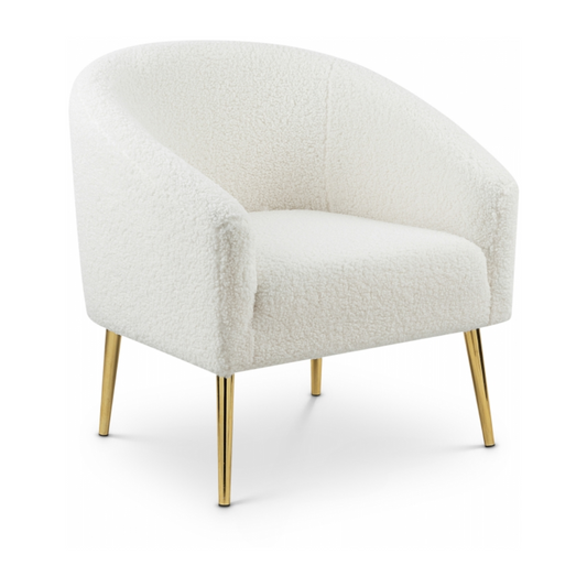 Barlow White Faux Sheepskin Fur Accent Chair