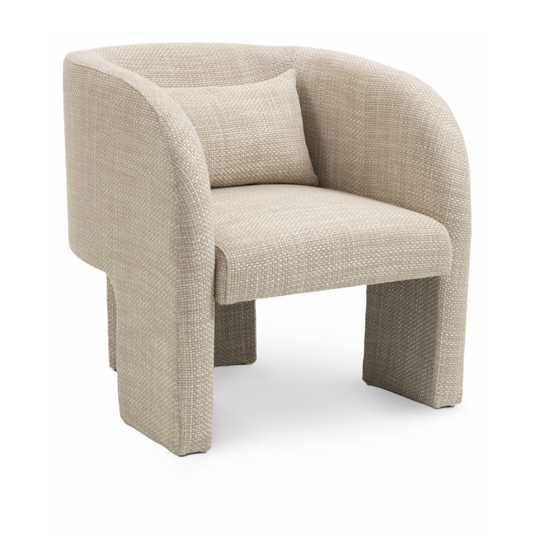 Sawyer Beige Weaved Polyester Fabric Accent Chair