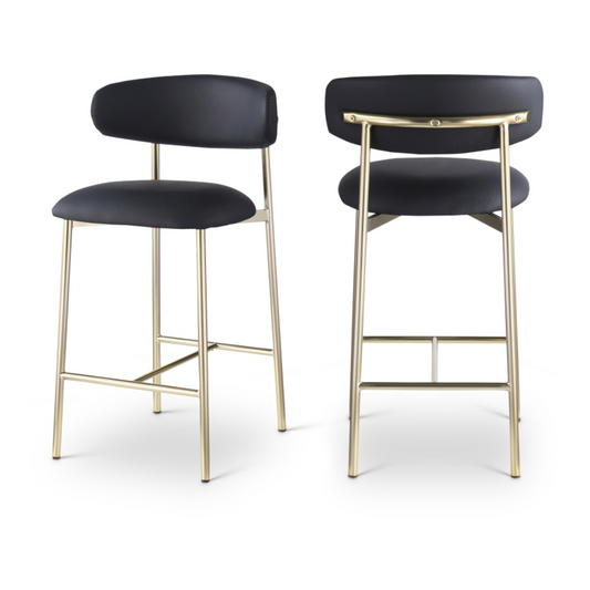 Lupita Black Vegan Leather Counter Stool