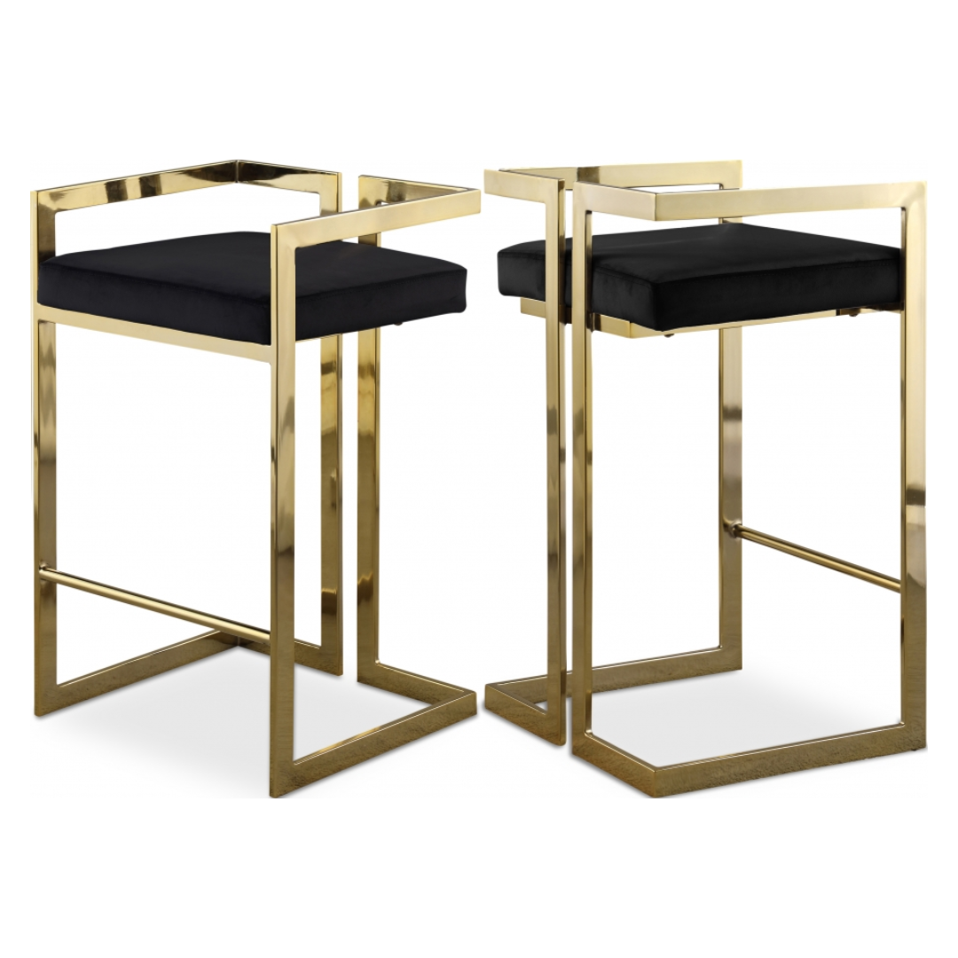 Ezra Black Velvet Stool