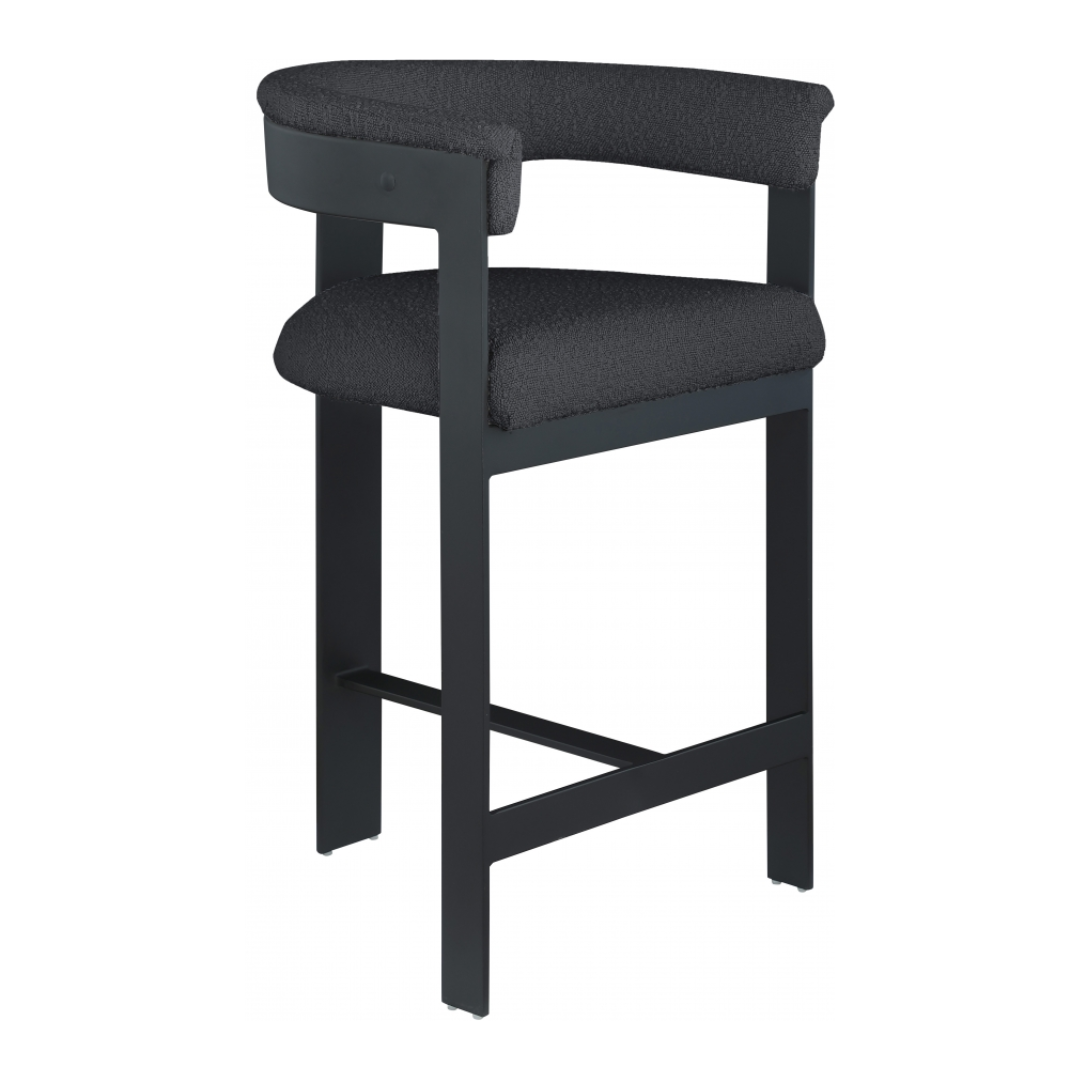 Romeo Black Boucle Fabric Counter Stool