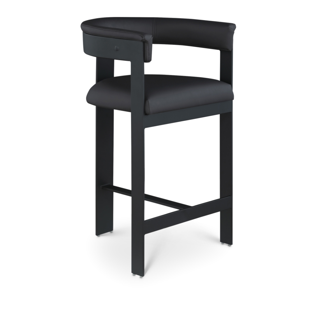 Romeo Black Vegan Leather Counter Stool