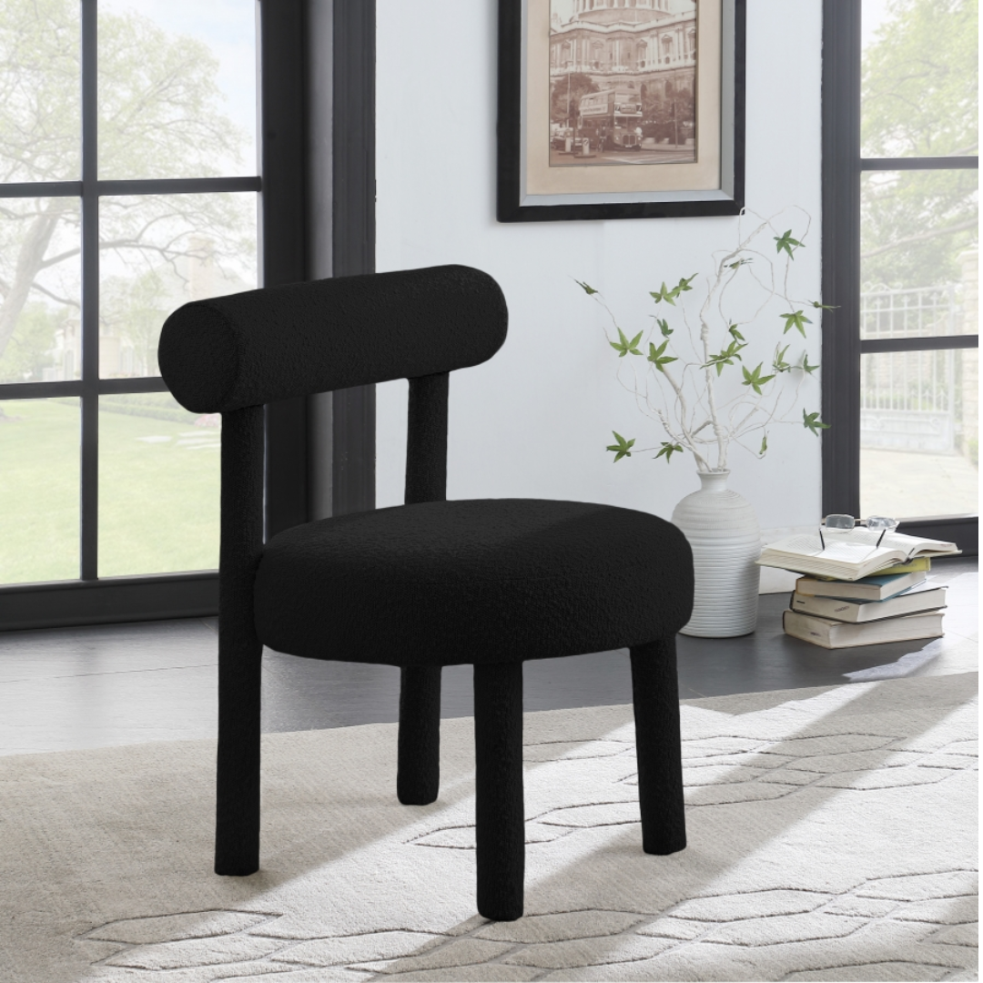 Parlor Black Boucle Fabric Accent Chair