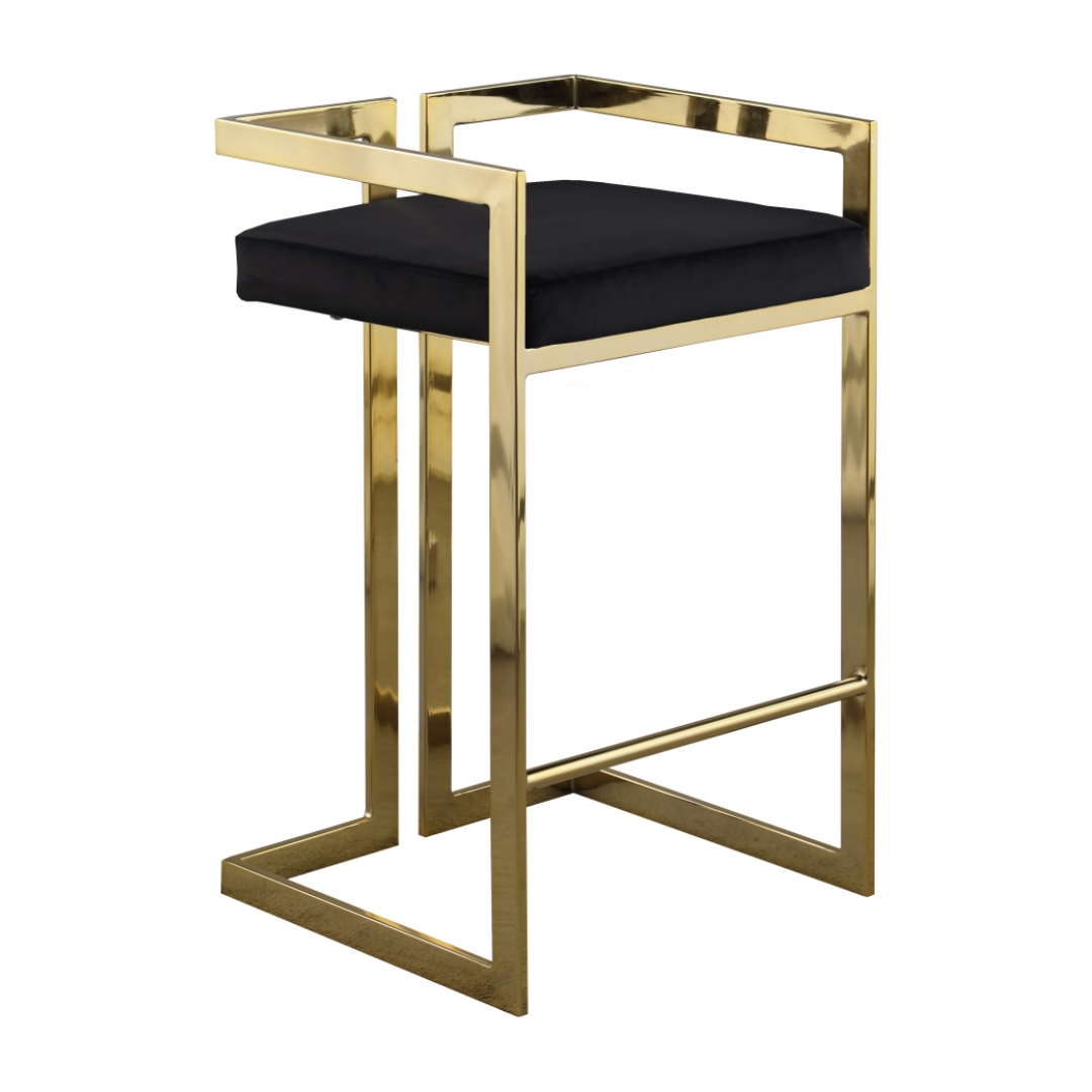 Ezra Black Velvet Stool