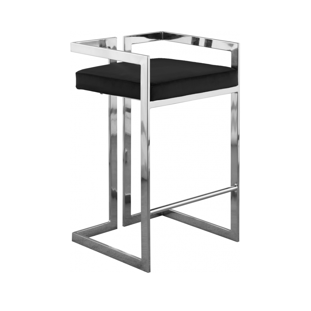 Ezra Black Velvet Stool