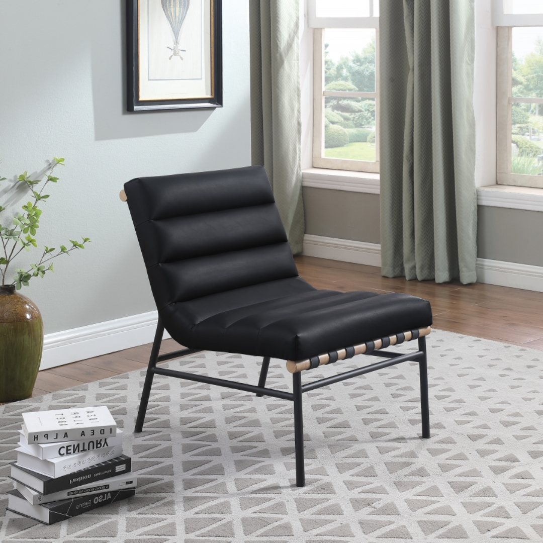 Burke Black Vegan Leather Accent Chair