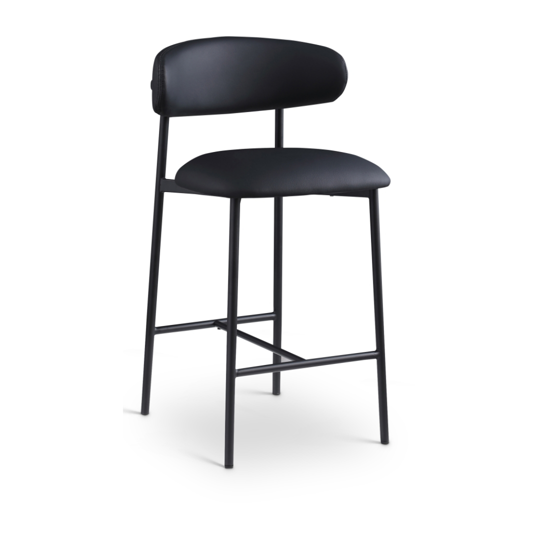 Lupita Black Vegan Leather Counter Stool