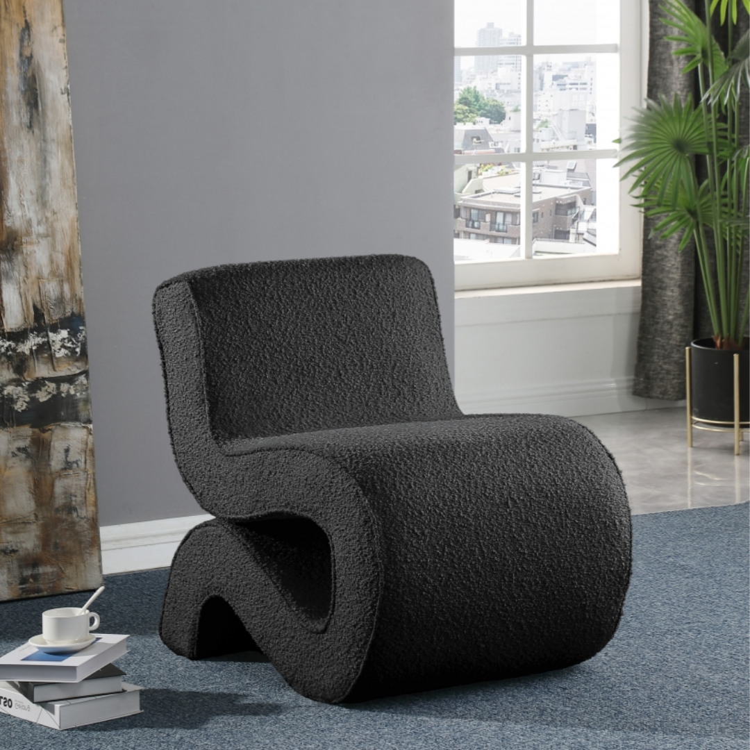 Desiree Black Boucle Fabric Accent Chair