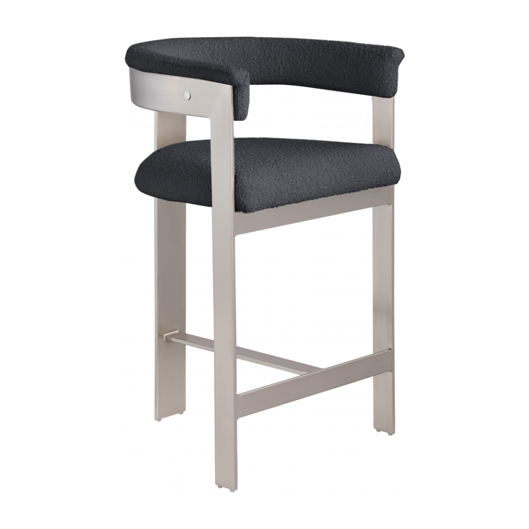 Romeo Black Boucle Fabric Counter Stool