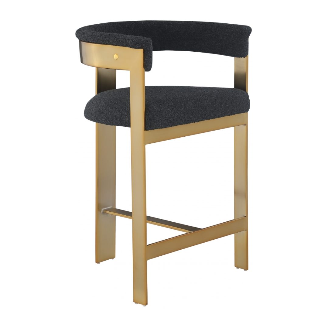 Romeo Black Boucle Fabric Counter Stool