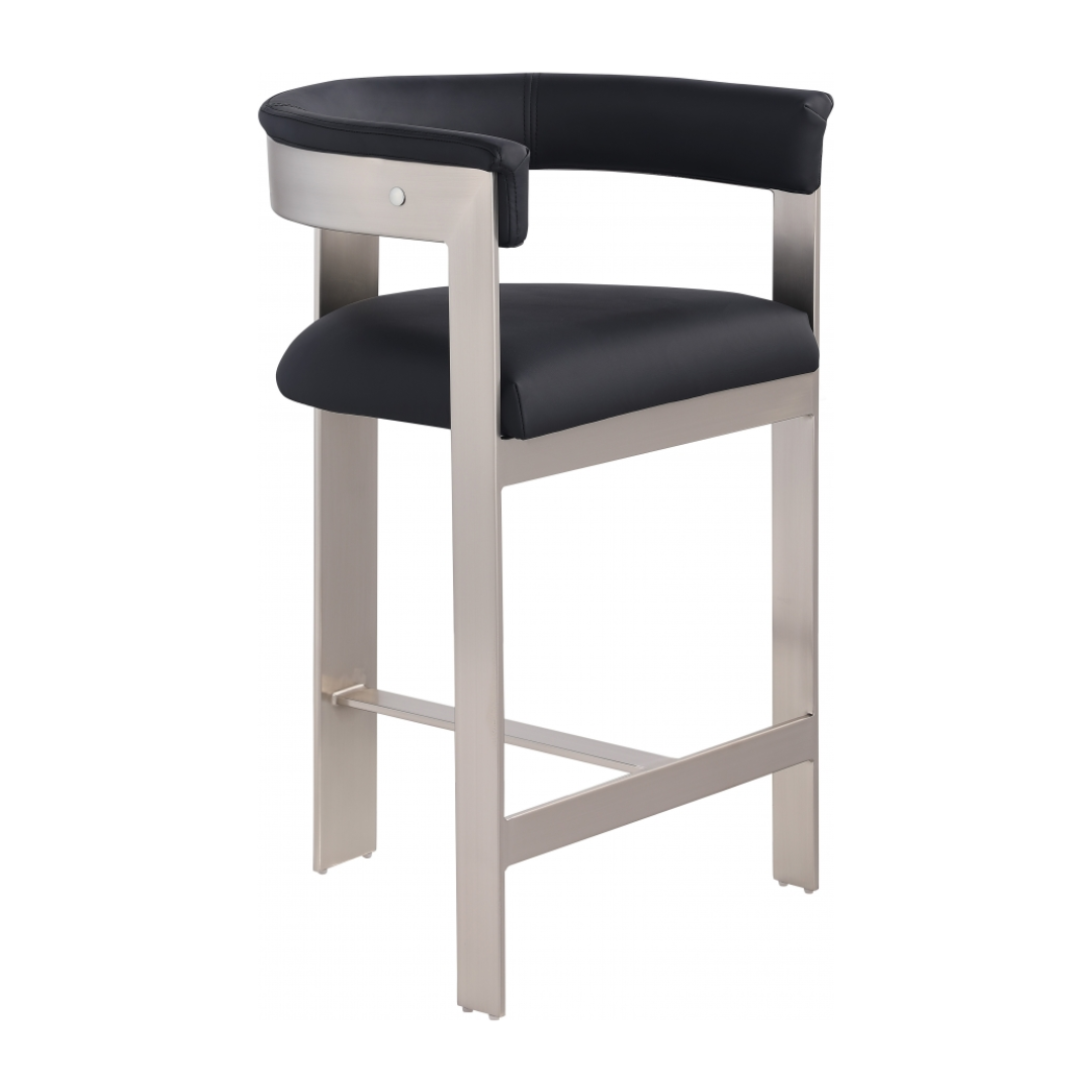 Romeo Black Vegan Leather Counter Stool