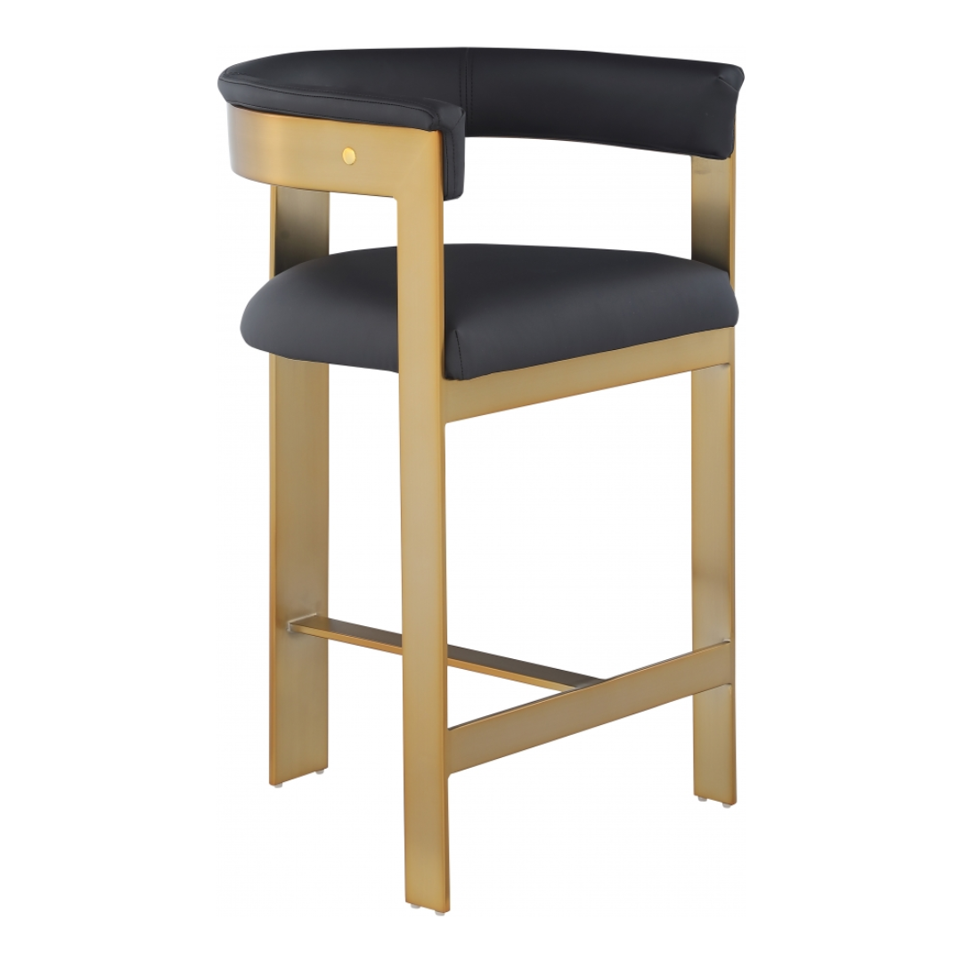 Romeo Black Vegan Leather Counter Stool