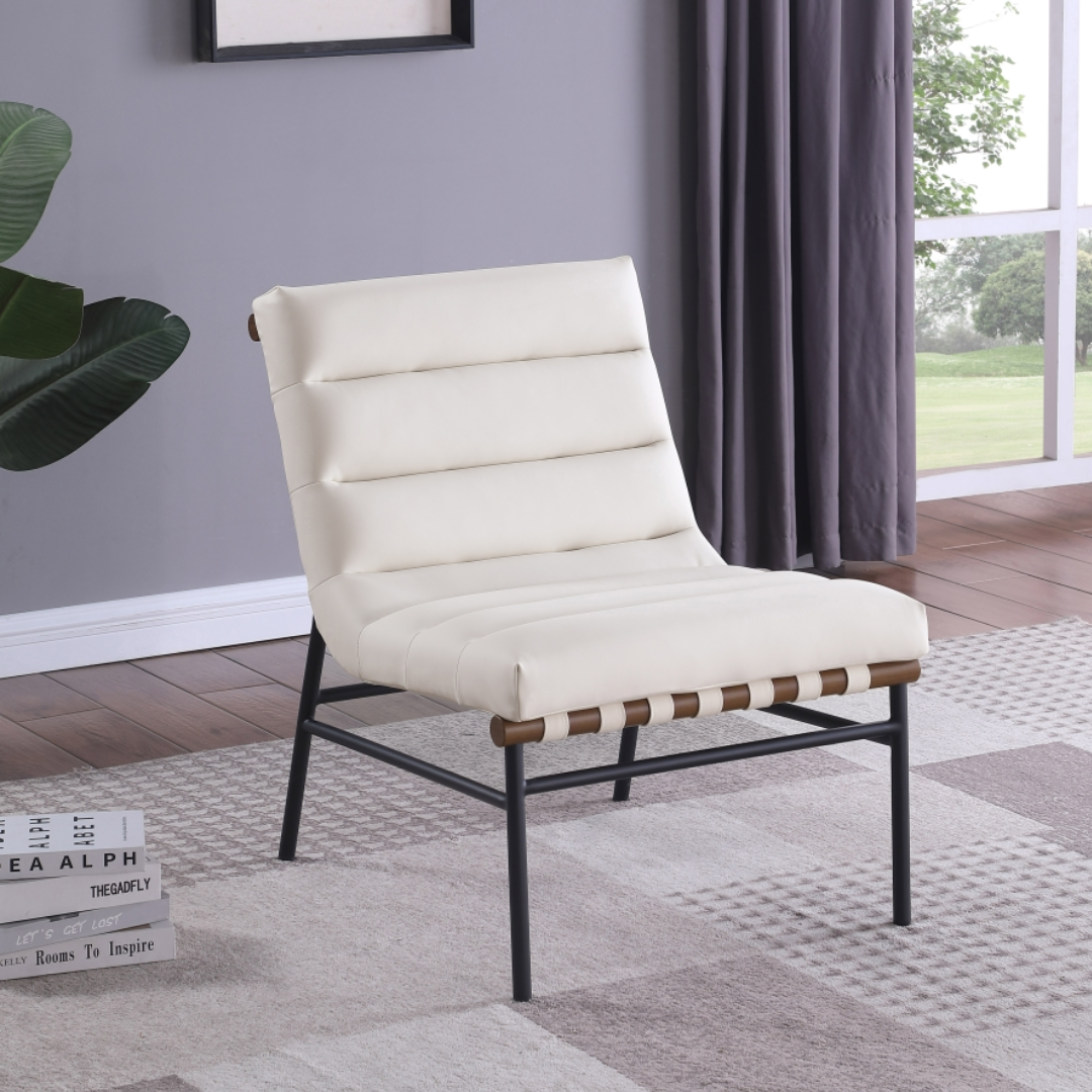 Burke Cream Vegan Leather Accent Chair