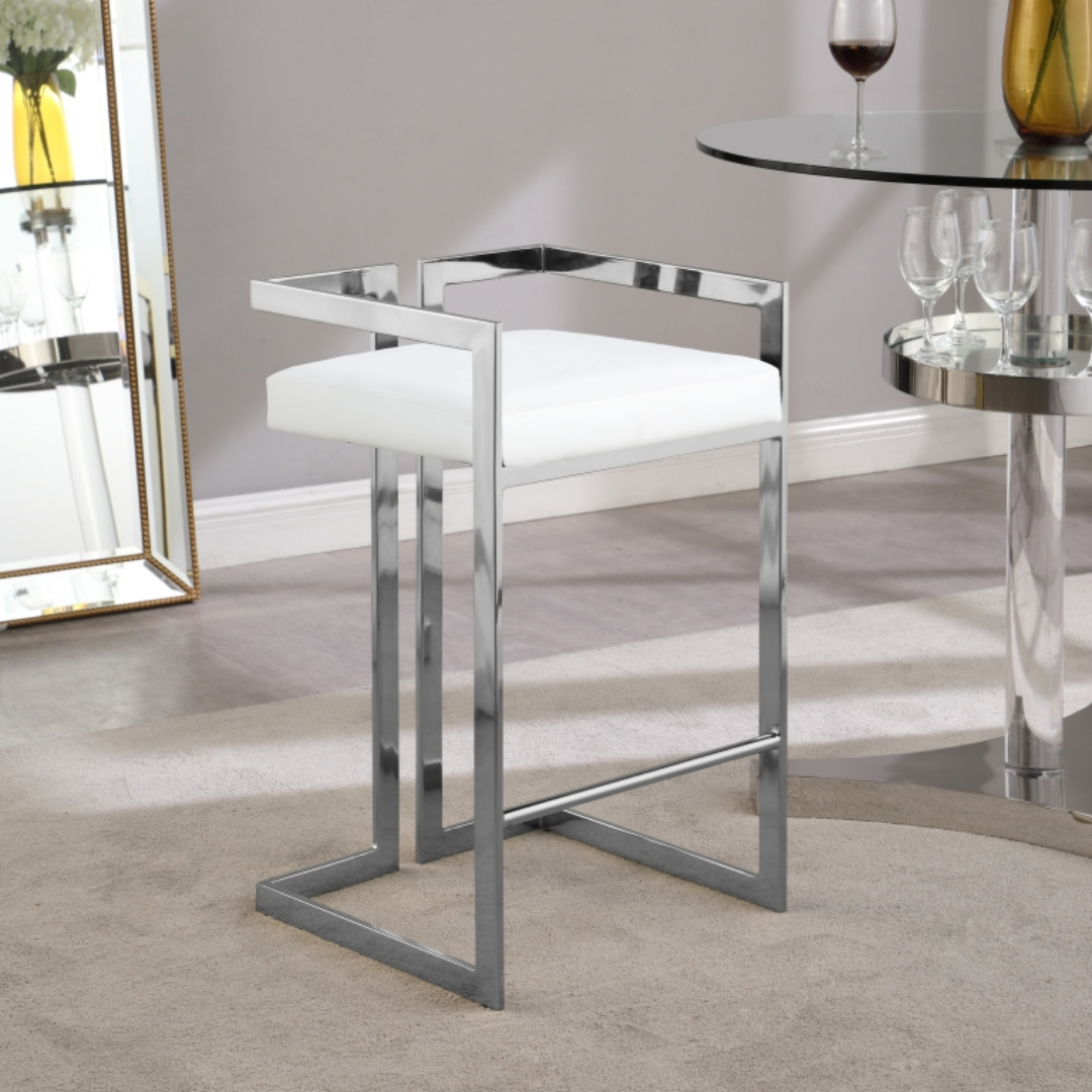 Ezra White Vegan Leather Stool