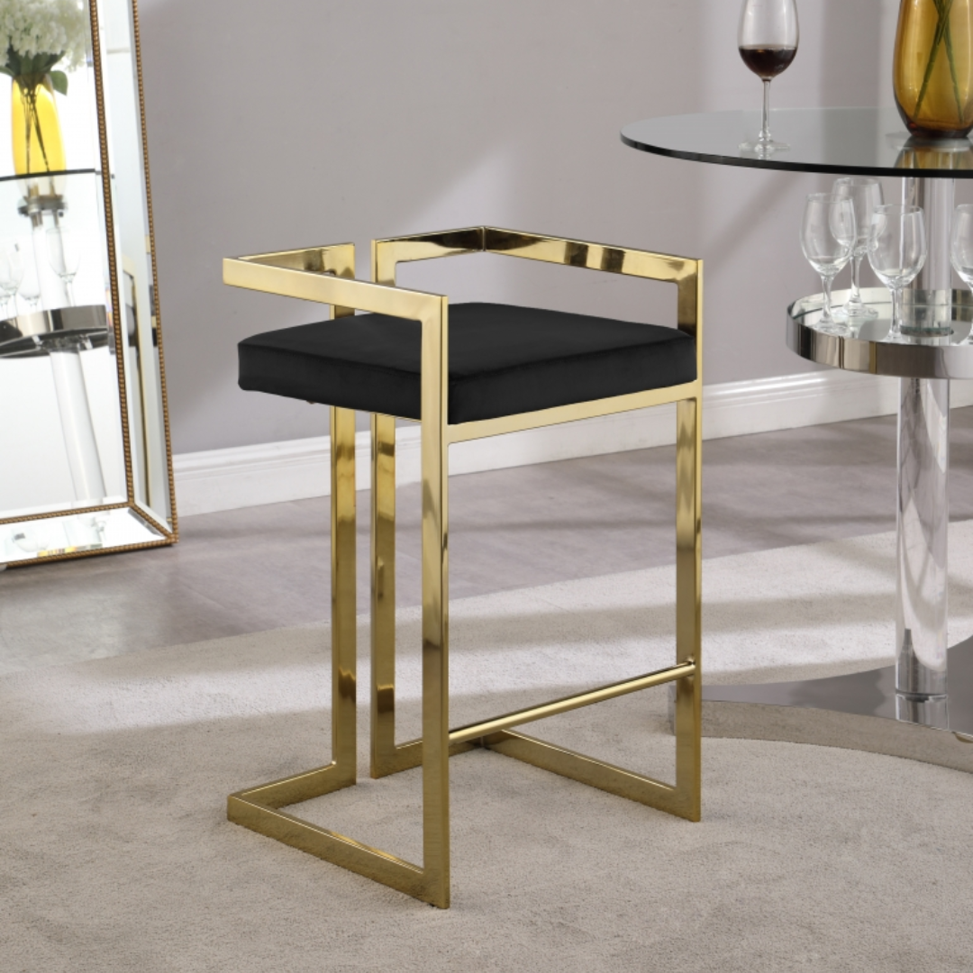 Ezra Black Velvet Stool