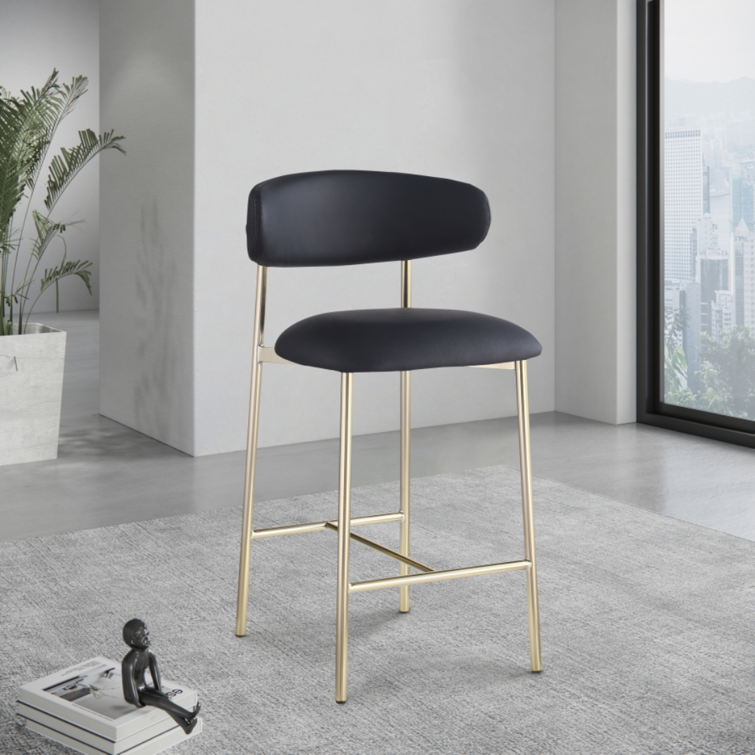 Lupita Black Vegan Leather Counter Stool