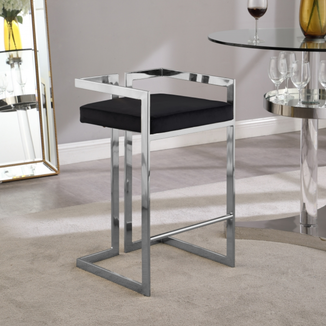 Ezra Black Velvet Stool