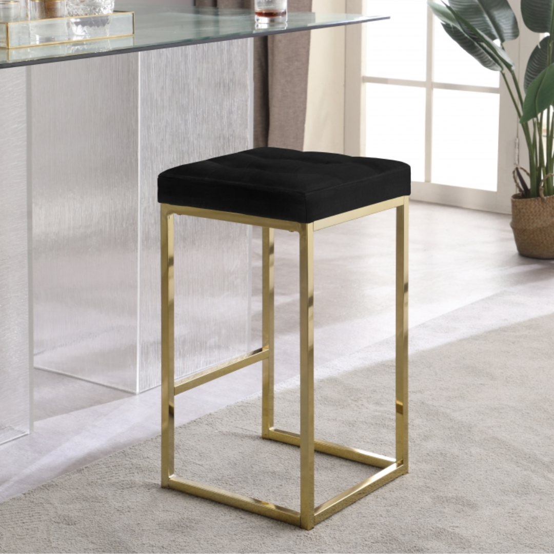 Nicola Black Velvet Stool