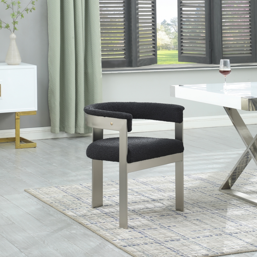 Romeo Black Boucle Fabric Dining Chair