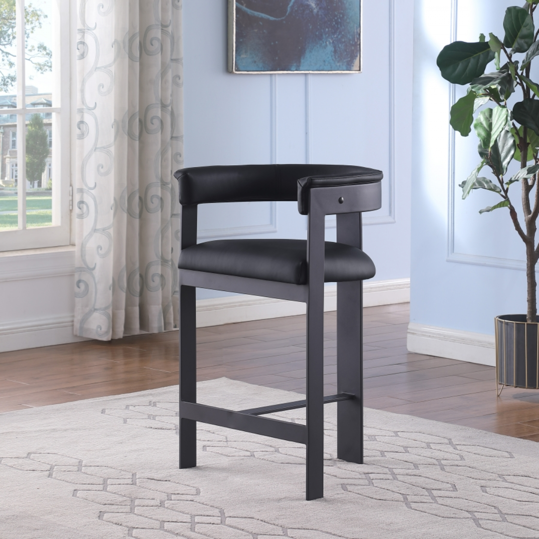 Romeo Black Vegan Leather Counter Stool