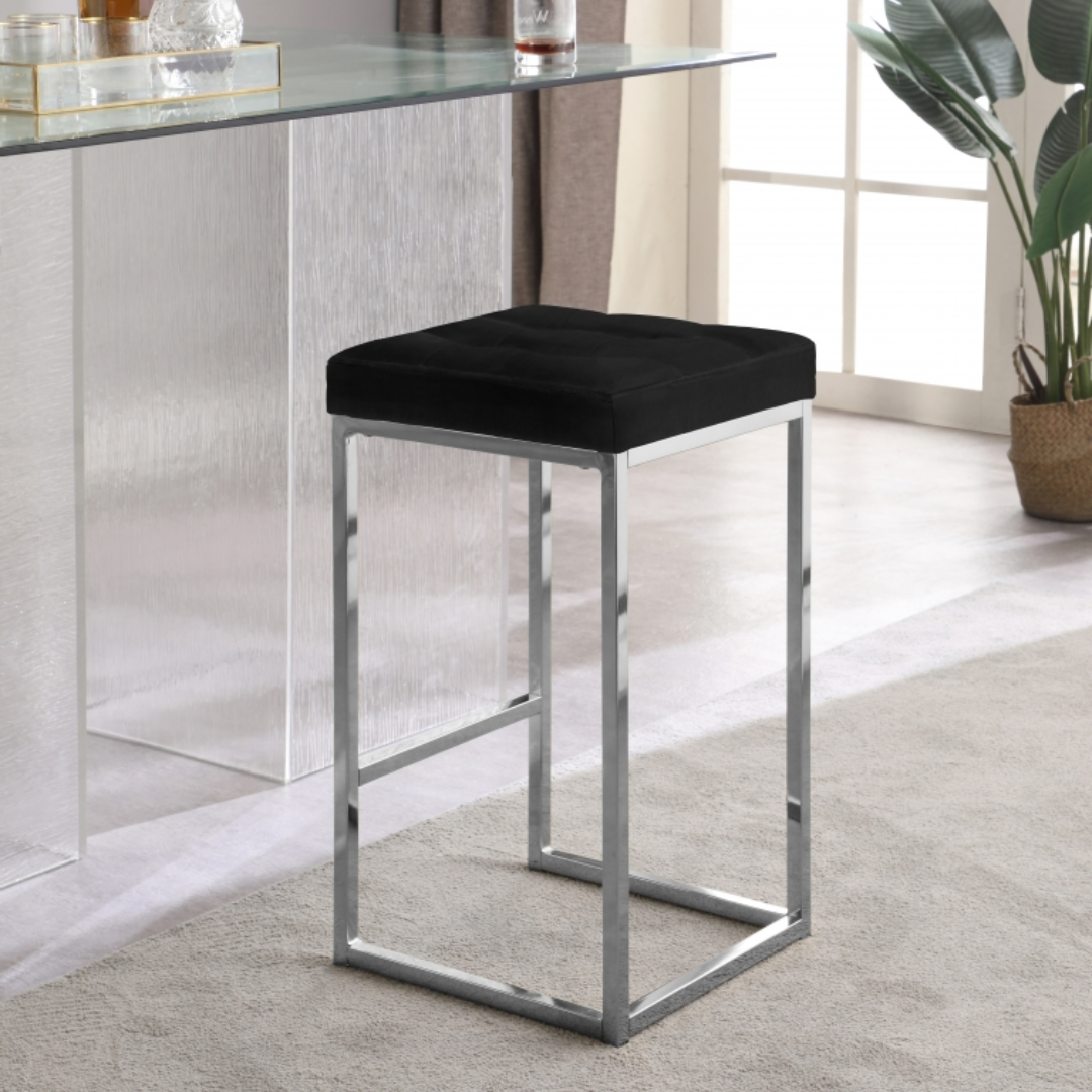 Nicola Black Velvet Stool