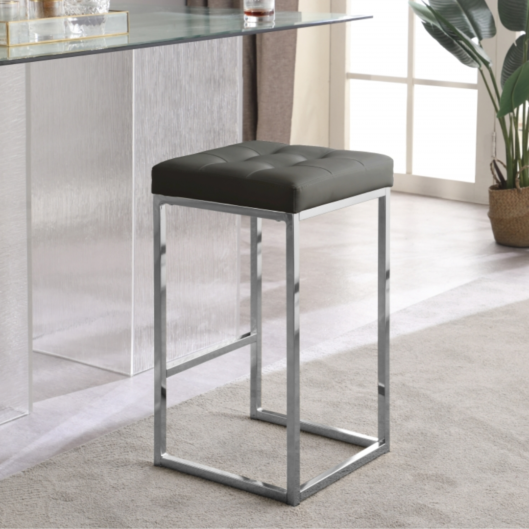 Nicola Black Vegan Leather Stool