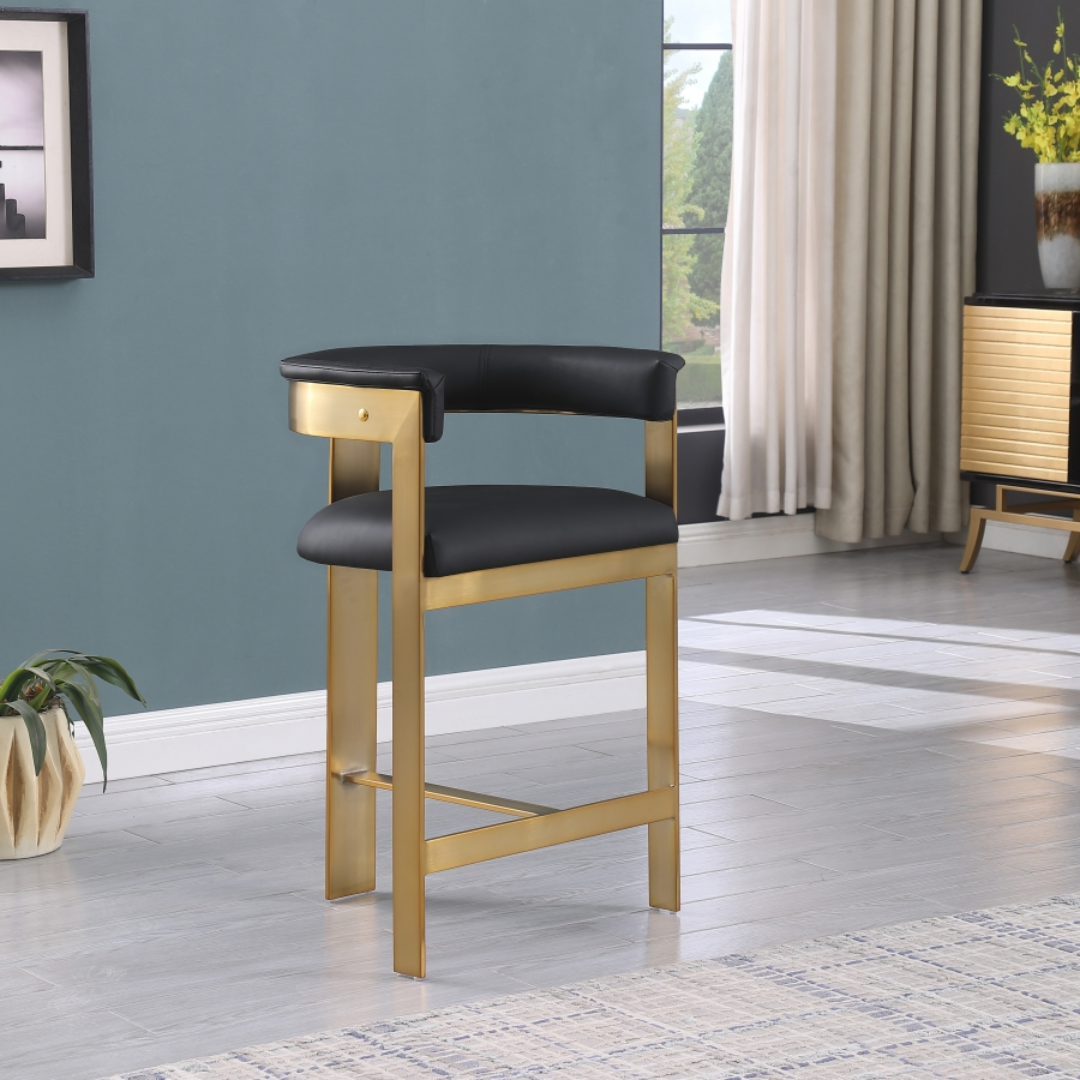 Romeo Black Vegan Leather Counter Stool