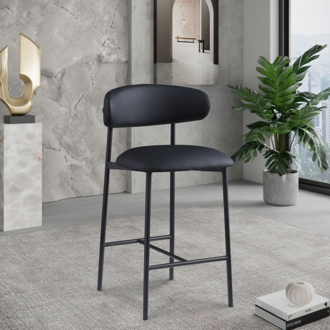 Lupita Black Vegan Leather Counter Stool