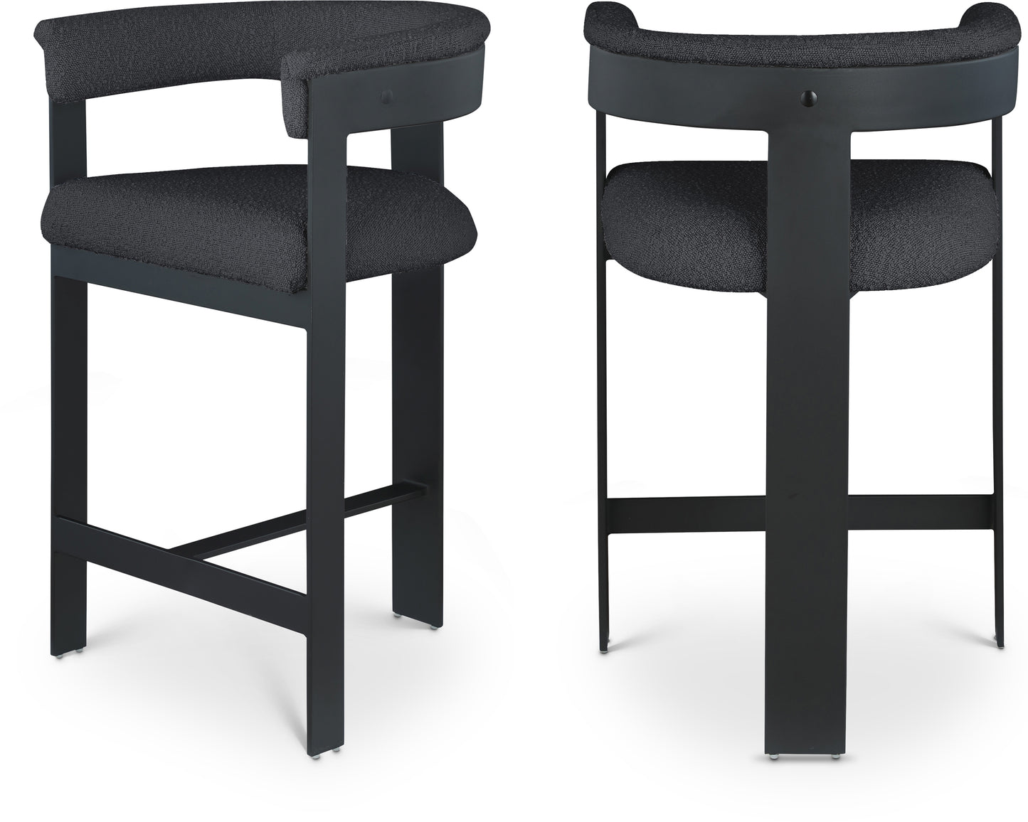 Romeo Black Boucle Fabric Counter Stool