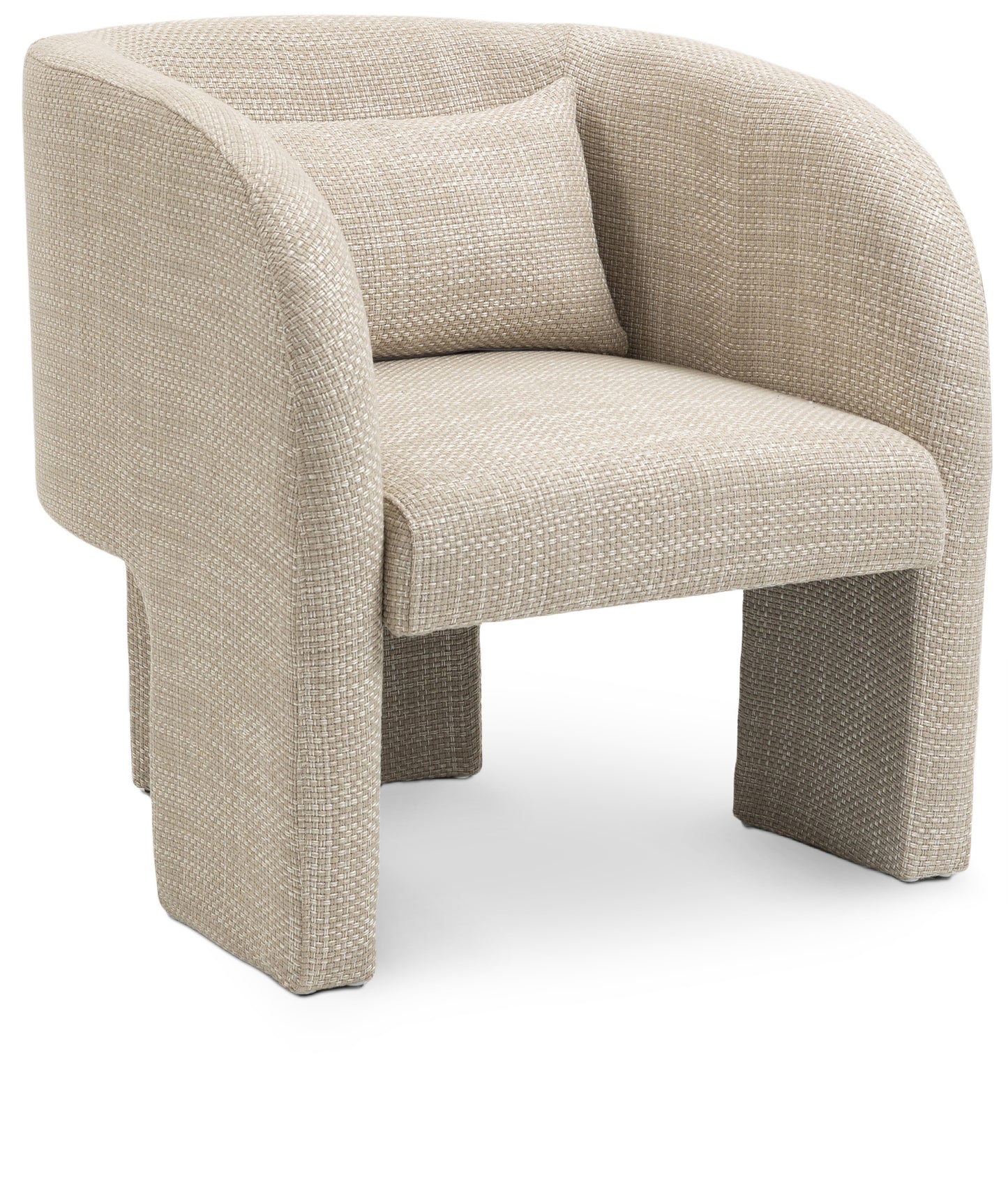 Sawyer Beige Weaved Polyester Fabric Accent Chair