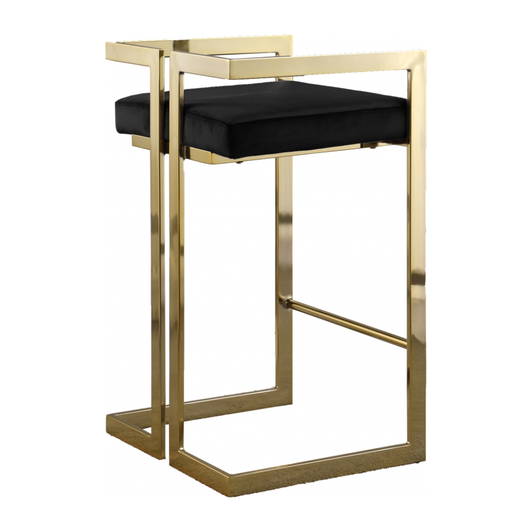 Ezra Black Velvet Stool