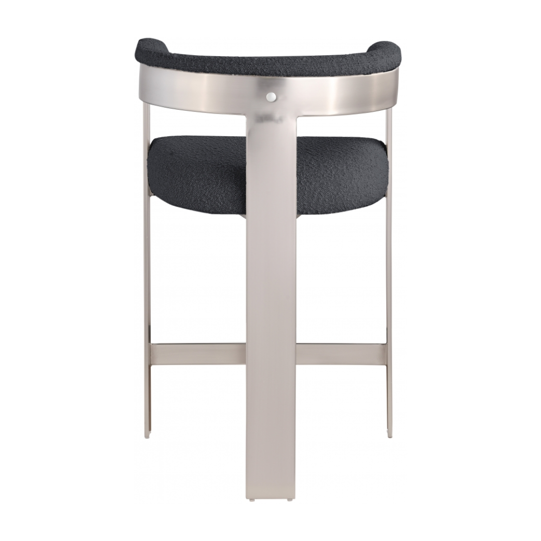 Romeo Black Boucle Fabric Counter Stool