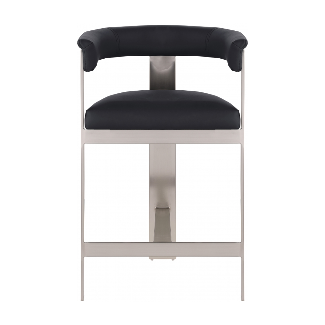 Romeo Black Vegan Leather Counter Stool