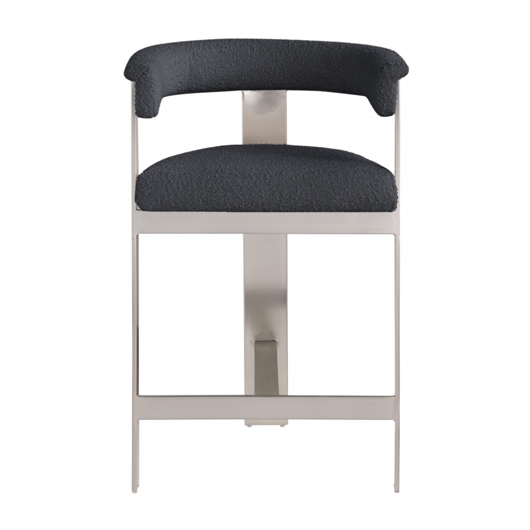 Romeo Black Boucle Fabric Counter Stool