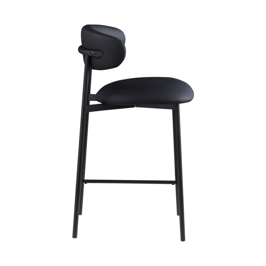 Lupita Black Vegan Leather Counter Stool