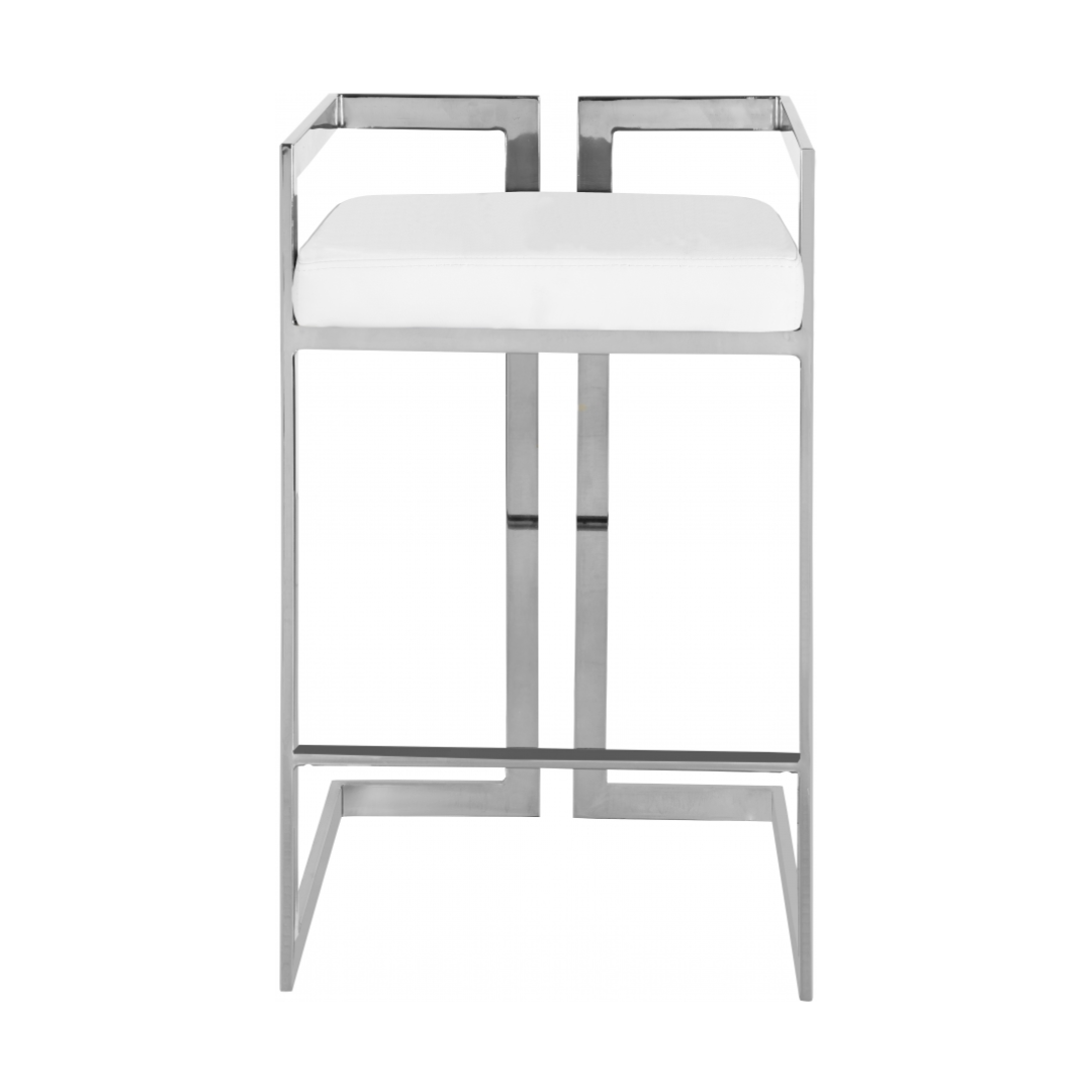 Ezra White Vegan Leather Stool