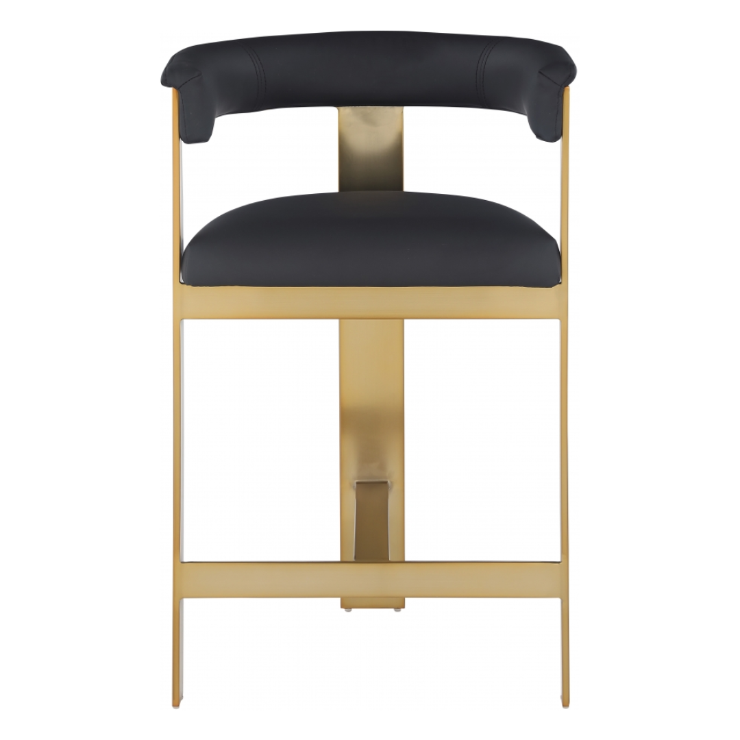 Romeo Black Vegan Leather Counter Stool