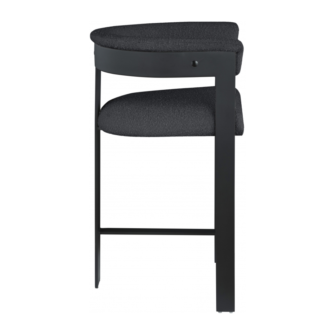 Romeo Black Boucle Fabric Counter Stool