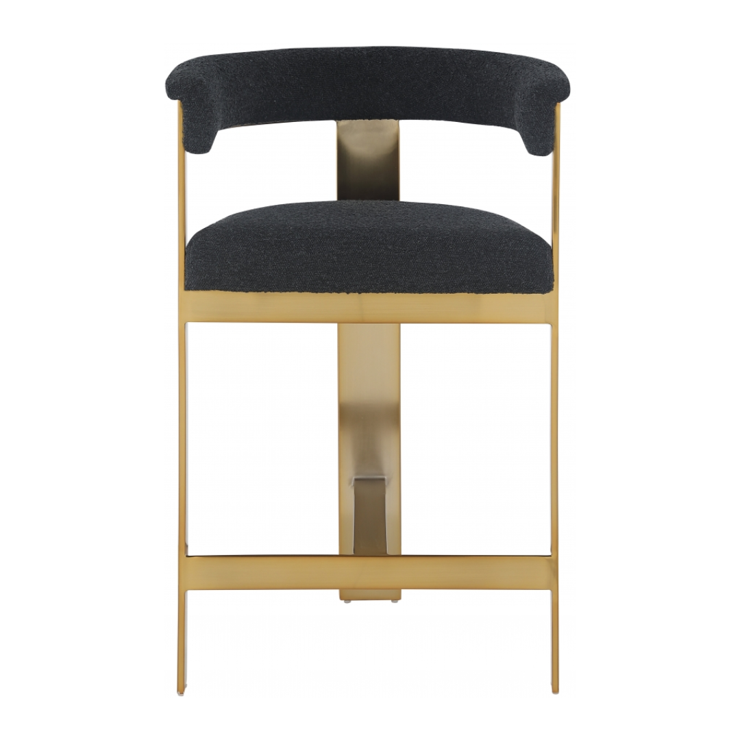 Romeo Black Boucle Fabric Counter Stool