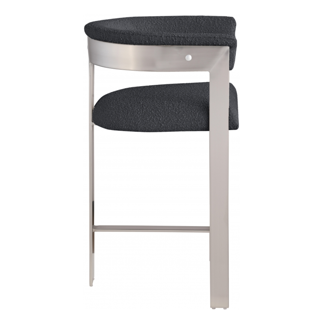 Romeo Black Boucle Fabric Counter Stool