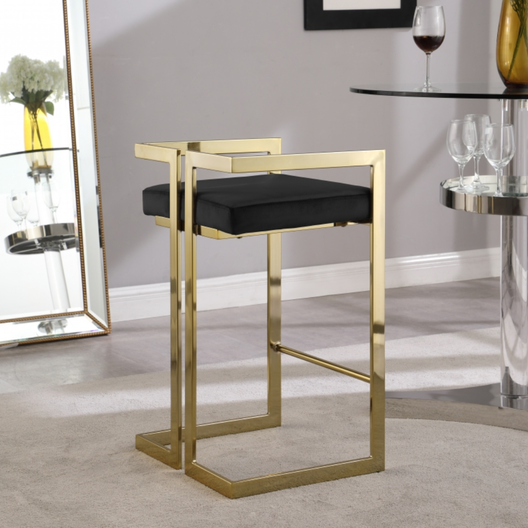 Ezra Black Velvet Stool