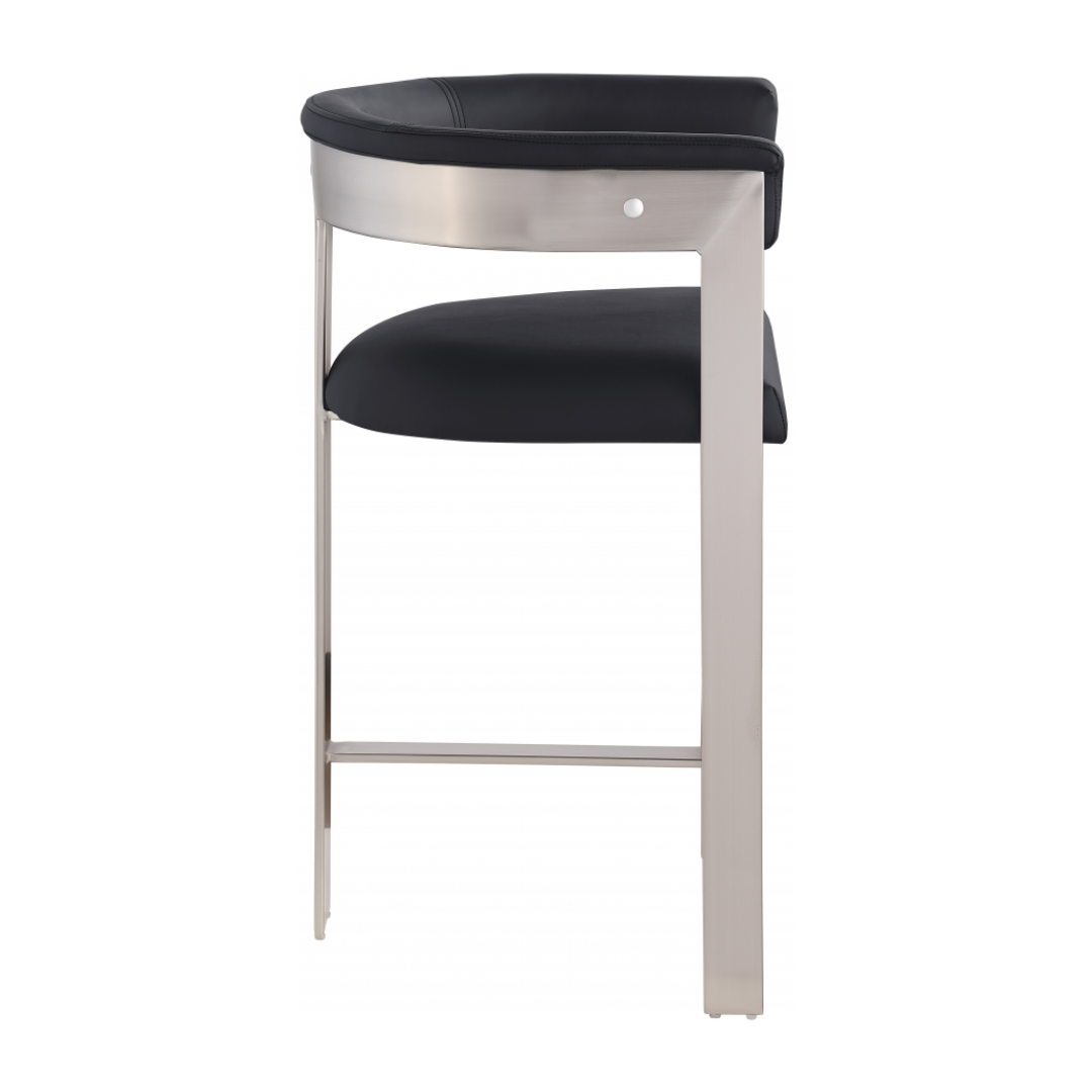 Romeo Black Vegan Leather Counter Stool