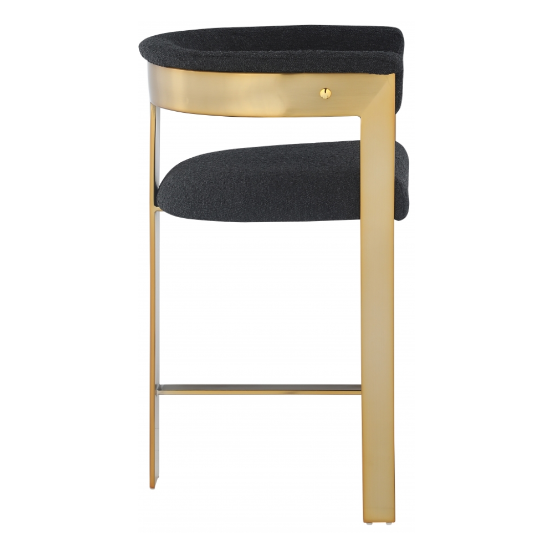 Romeo Black Boucle Fabric Counter Stool