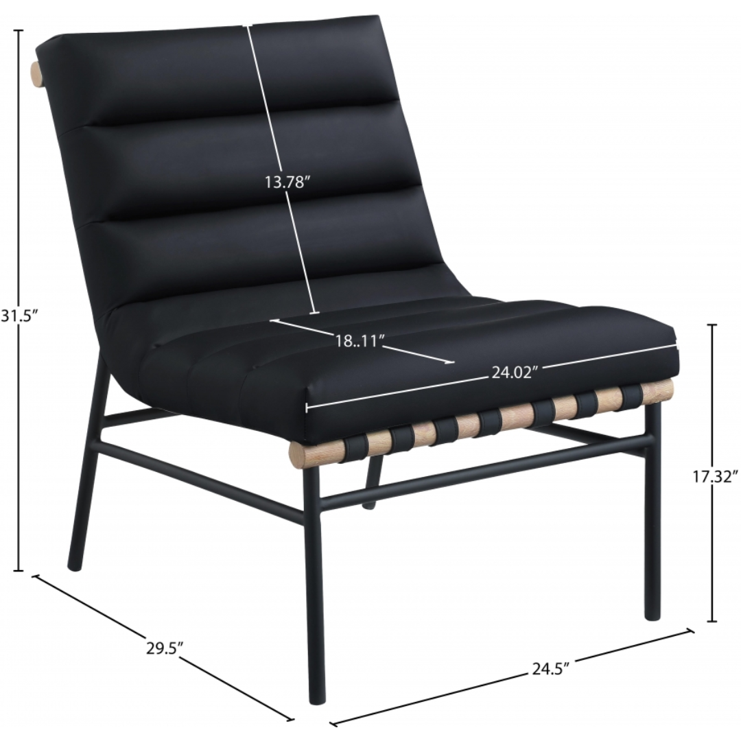 Burke Black Vegan Leather Accent Chair